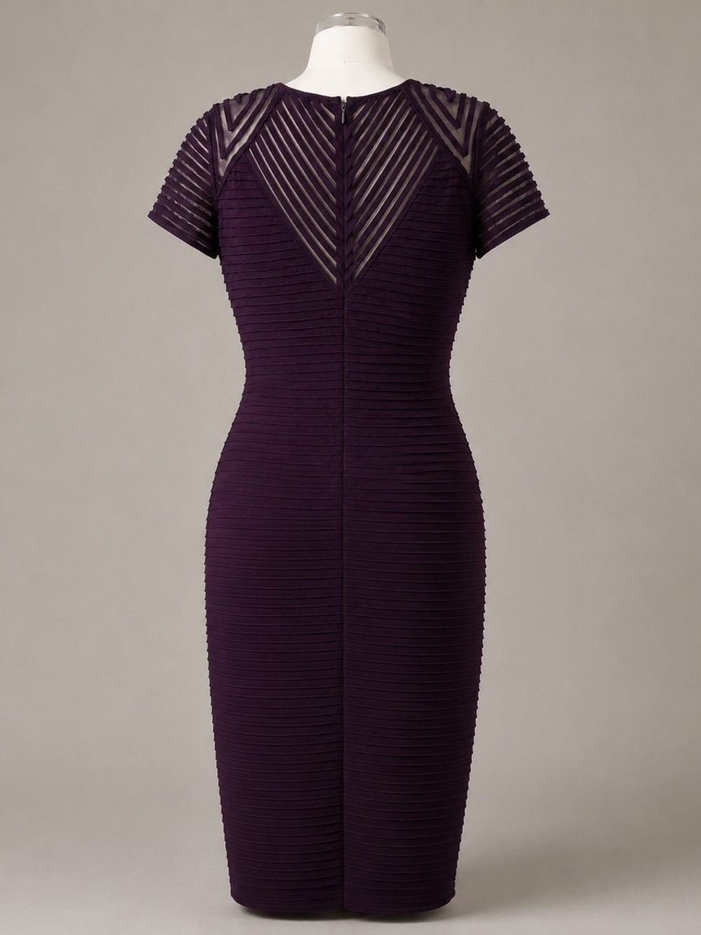 Calvin Klein Womens Plum Short Sleeve Mesh Ribbed Midi Sheath Cocktail Dress, 12 - Picture 6 of 9